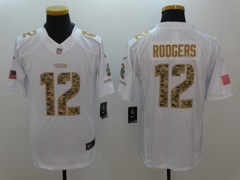 Nike Green Bay Packers #12 Aaron Rodgers  White Men's Stitched NFL Limited Salute to Service Jersey