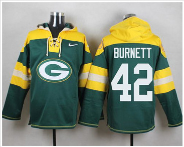 Nike Green Bay Packers #42 Morgan Burnett Green Player Pullover NFL Hoodie