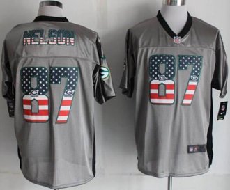 Nike Green Bay Packers #87 Jordy Nelson Grey NFL Elite USA Flag Fashion jersey - 副本