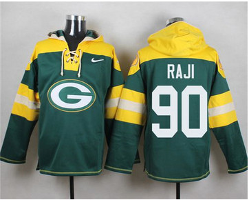 Nike Green Bay Packers #90 B.J. Raji Green Player Pullover NFL Hoodie