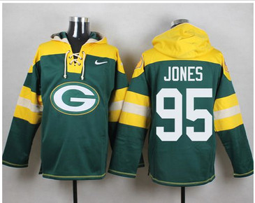 Nike Green Bay Packers #95 Datone Jones Green Player Pullover NFL Hoodie
