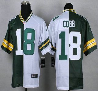 Nike Green Bay Packers Jersey 18 Randall Cobb Green With White Two Tone Elite Jerseys