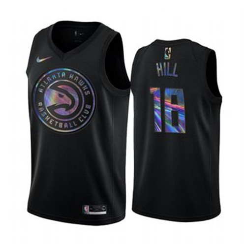 Nike Hawks #18 Solomon Hill Men's Iridescent Holographic Collection NBA Jersey - Black