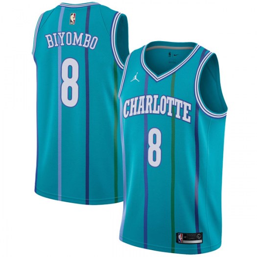 Nike Hornets #8 Bismack Biyombo Aqua NBA Jordan Swingman Hardwood Classics Jersey