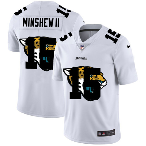 Nike Jaguars 15 Gardner Minshew II White Shadow Logo Limited Jersey