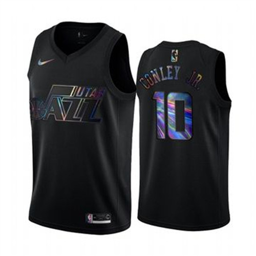 Nike Jazz #10 Mike Conley Jr. Men's Iridescent Holographic Collection NBA Jersey - Black