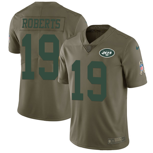 Nike Jets #19 Andre Roberts Olive Youth Stitched NFL Limited 2017 Salute to Service Jersey