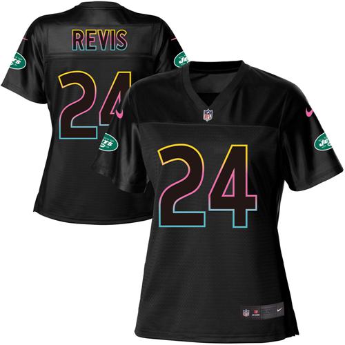 Nike Jets #24 Darrelle Revis Black Women's NFL Fashion Game Jersey