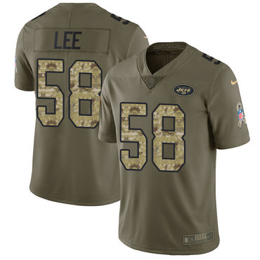 Nike Jets #58 Darron Lee Olive Camo Youth Stitched NFL Limited 2017 Salute to Service Jersey