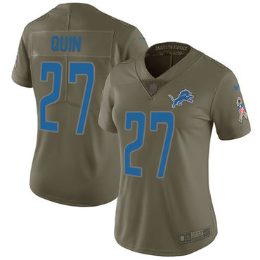Nike Lions #27 Glover Quin Olive Women's Stitched NFL Limited 2017 Salute to Service Jersey
