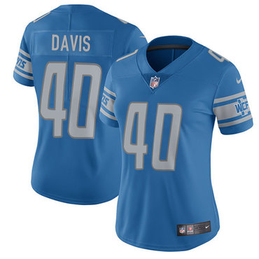 Nike Lions #40 Jarrad Davis Light Blue Team Color Women's Stitched NFL Limited Jersey