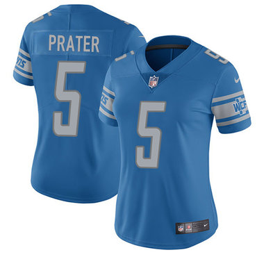 Nike Lions #5 Matt Prater Light Blue Team Color Women's Stitched NFL Limited Jersey