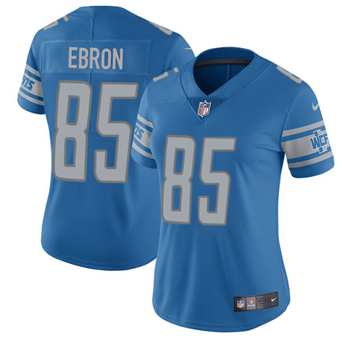 Nike Lions #85 Eric Ebron Light Blue Team Color Women's Stitched NFL Limited Jersey