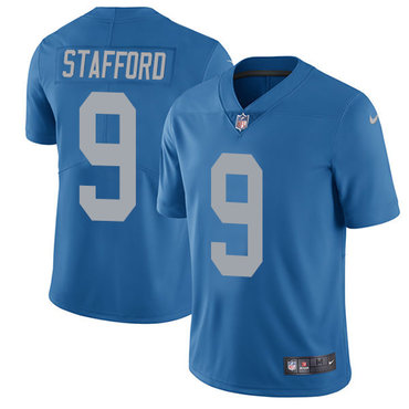 Nike Lions #9 Matthew Stafford Blue Throwback Youth Stitched NFL Limited Jersey