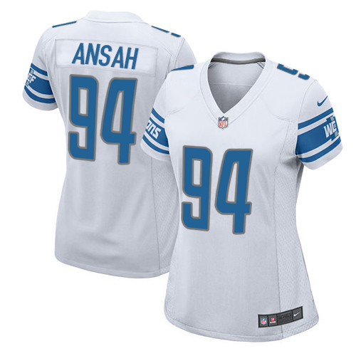 Nike Lions #94 Ziggy Ansah White Women's Stitched NFL Elite Jersey