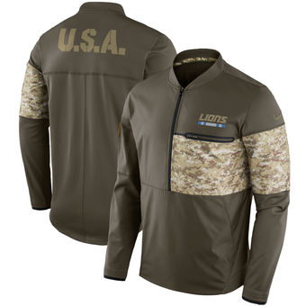 Nike Lions Olive Salute to Service Sideline Hybrid Half-Zip Pullover Jacket