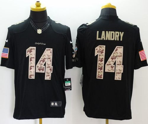 Nike Miami Dolphins #14 Jarvis Landry Black Men''s Stitched NFL Limited Salute to Service Jersey