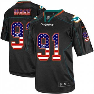 Nike Miami Dolphins #91 Cameron Wake Black NFL Elite USA Flag Fashion Jersey