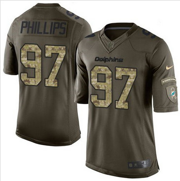 Nike Miami Dolphins #97 Jordan Phillips Green Men's Stitched NFL Limited Salute to Service Jersey