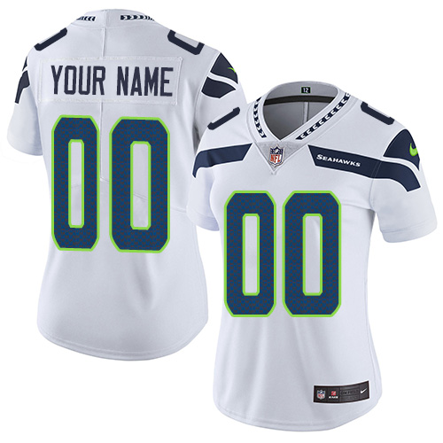 Nike NFL Seattle Seahawks Vapor Untouchable Customized Limited White Road Women's Jersey