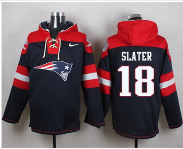 Nike New England Patriots #18 Matt Slater Navy Blue Player Pullover NFL Hoodie