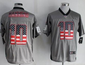 Nike New York Giants #10 Eli Manning Grey NFL Elite USA Flag Fashion Jersey