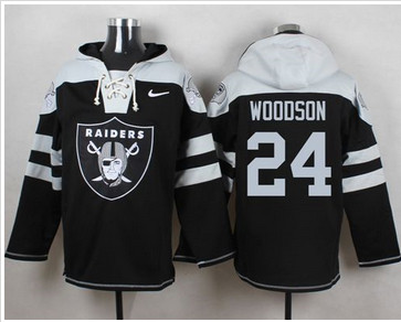 Nike Oakland Raiders #24 Charles Woodson Black Player Pullover NFL Hoodie