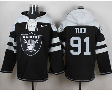 Nike Oakland Raiders #91 Justin Tuck Black Player Pullover NFL Hoodie