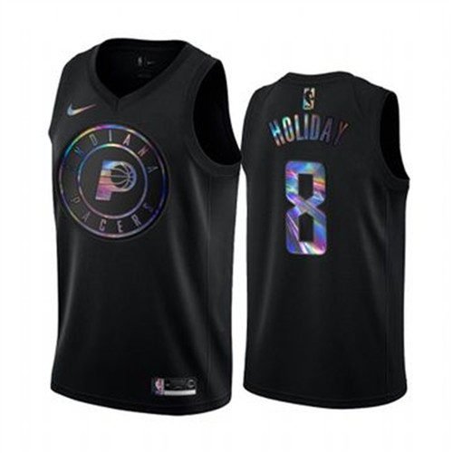 Nike Pacers #8 Justin Holiday Men's Iridescent Holographic Collection NBA Jersey - Black