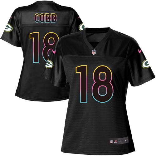 Nike Packers #18 Randall Cobb Black Women's NFL Fashion Game Jersey