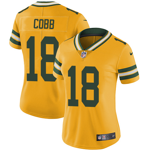 Nike Packers #18 Randall Cobb Yellow Women's Stitched NFL Limited Rush Jersey