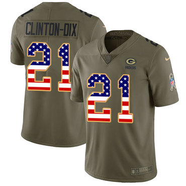 Nike Packers #21 Ha Ha Clinton-Dix Olive USA Flag Men's Stitched NFL Limited 2017 Salute To Service Jersey