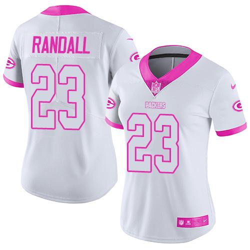 Nike Packers #23 Damarious Randall White Pink Women's Stitched NFL Limited Rush Fashion Jersey