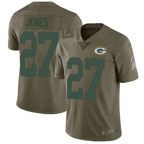 Nike Packers #27 Josh Jones Olive Youth Stitched NFL Limited 2017 Salute to Service Jersey