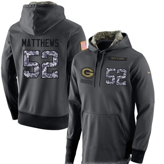 Nike Packers 52 Clay Matthews Anthracite Salute to Service Pullover Hoodie