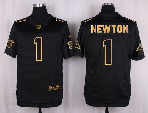 Nike Panthers #1 Cam Newton Pro Line Black Gold Collection Men's Stitched NFL Elite Jersey