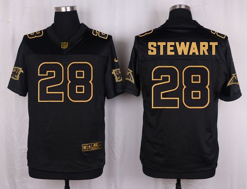 Nike Panthers #28 Jonathan Stewart Pro Line Black Gold Collection Men's Stitched NFL Elite Jersey