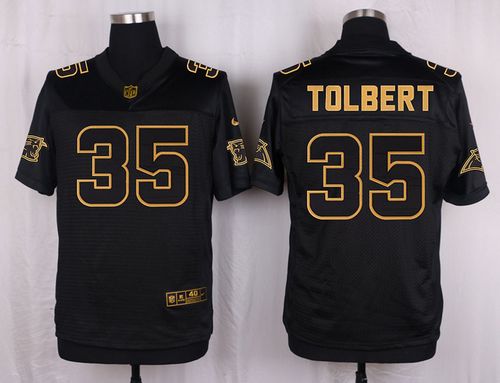 Nike Panthers #35 Mike Tolbert Pro Line Black Gold Collection Men's Stitched NFL Elite Jersey