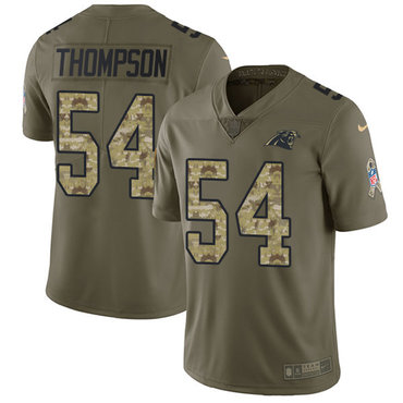 Nike Panthers #54 Shaq Thompson Olive Camo Youth Stitched NFL Limited 2017 Salute to Service Jersey