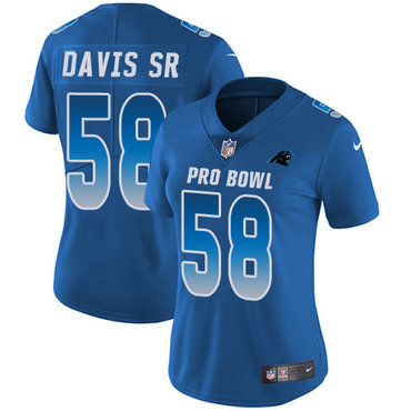 Nike Panthers #58 Thomas Davis Sr Royal Women's Stitched NFL Limited NFC 2018 Pro Bowl Jersey