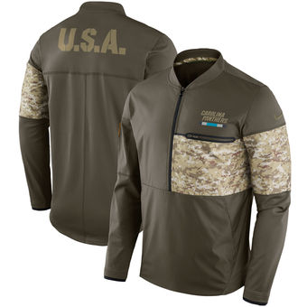 Nike Panthers Olive Salute to Service Sideline Hybrid Half-Zip Pullover Jacket