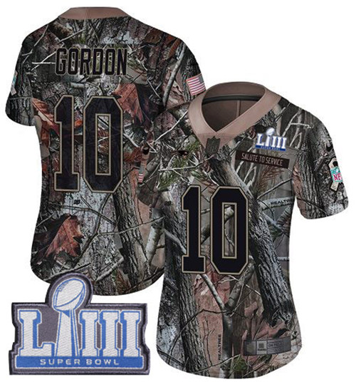 Nike Patriots #10 Josh Gordon Camo Super Bowl LIII Bound Women's Stitched NFL Limited
