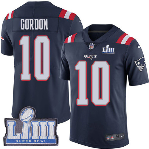 Nike Patriots #10 Josh Gordon Navy Blue Super Bowl LIII Bound Youth Stitched NFL Limited Rush