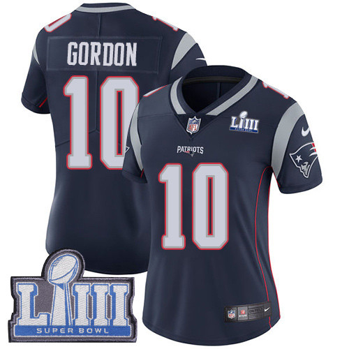 Nike Patriots #10 Josh Gordon Navy Blue Team Color Super Bowl LIII Bound Women's