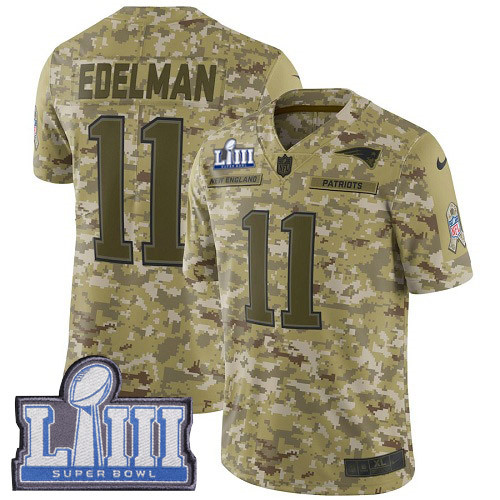Nike Patriots #11 Julian Edelman Camo Super Bowl LIII Bound Youth Stitched NFL Limited 2018