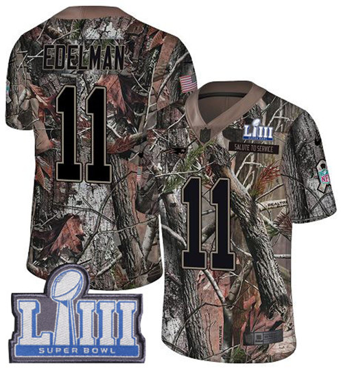 Nike Patriots #11 Julian Edelman Camo Super Bowl LIII Bound Youth Stitched NFL Limited Rush