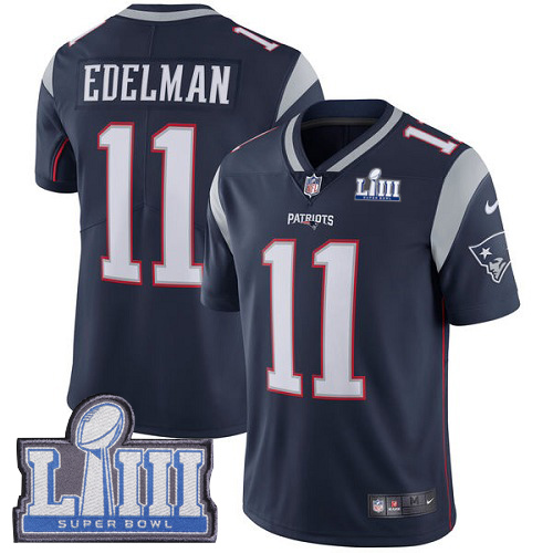 Nike Patriots #11 Julian Edelman Navy Blue Team Color Super Bowl LIII Bound Youth Stitched