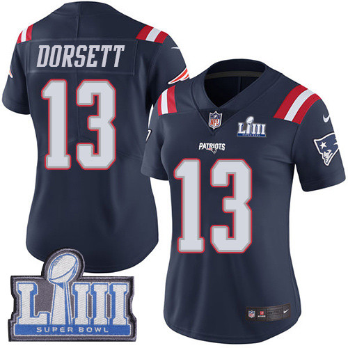 Nike Patriots #13 Phillip Dorsett Navy Blue Super Bowl LIII Bound Women's Stitched NFL Limited