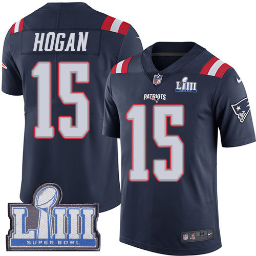 Nike Patriots #15 Chris Hogan Navy Blue Super Bowl LIII Bound Youth Stitched NFL Limited Rush