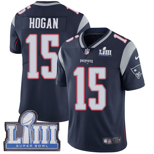 Nike Patriots #15 Chris Hogan Navy Blue Team Color Super Bowl LIII Bound Youth Stitched